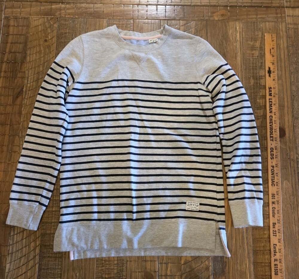 Orvis gray Strip knit pullover sweatshirt in a size XS